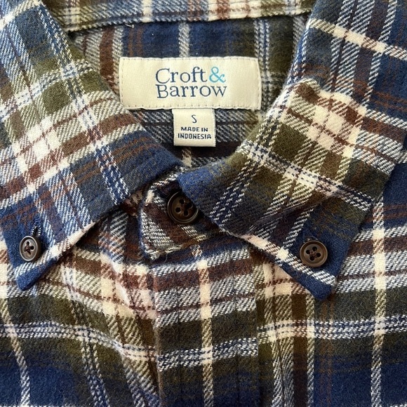 NWT Men's Croft & Barrow Plaid Flannel Casual 
Button-Down Shirt Size S - Picture 2 of 4